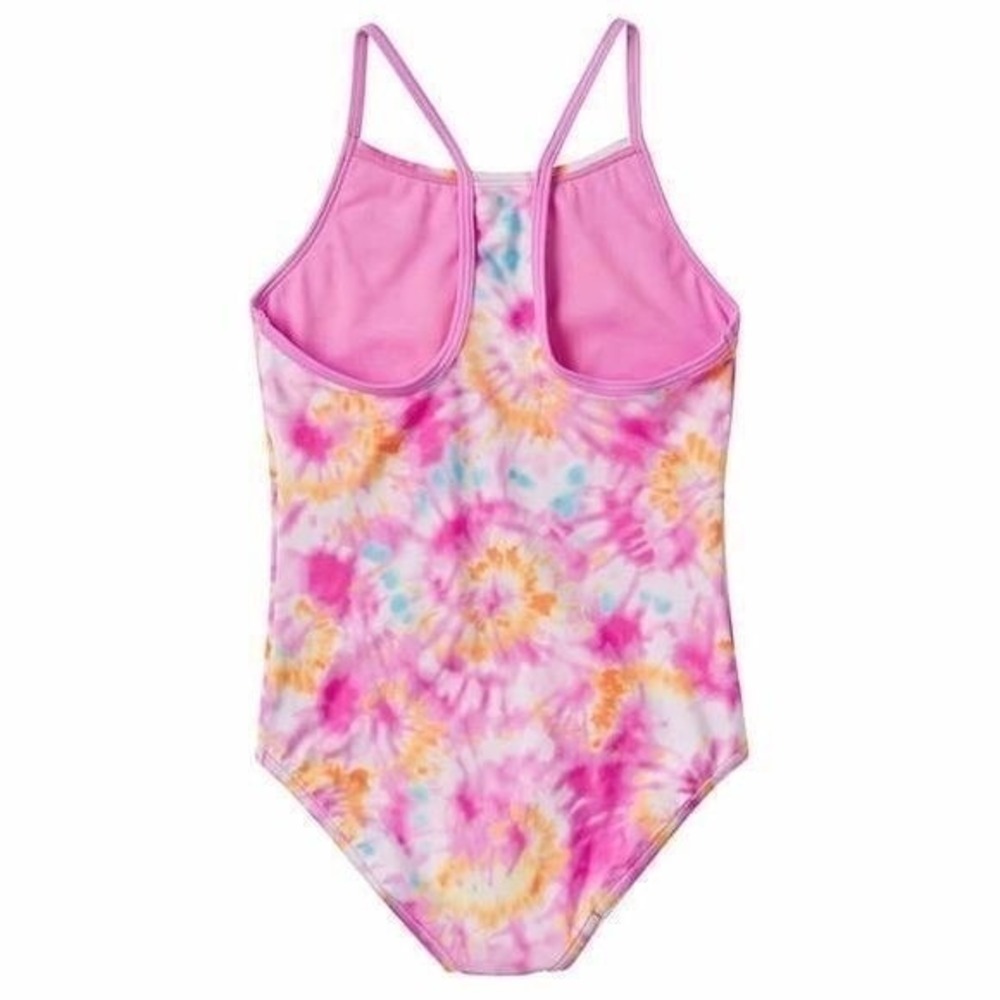 Speedo Girls Bathing Suit Pink Tie Dye Size Large 12/14 Athletic Swimsuit NWT - Picture 2 of 5